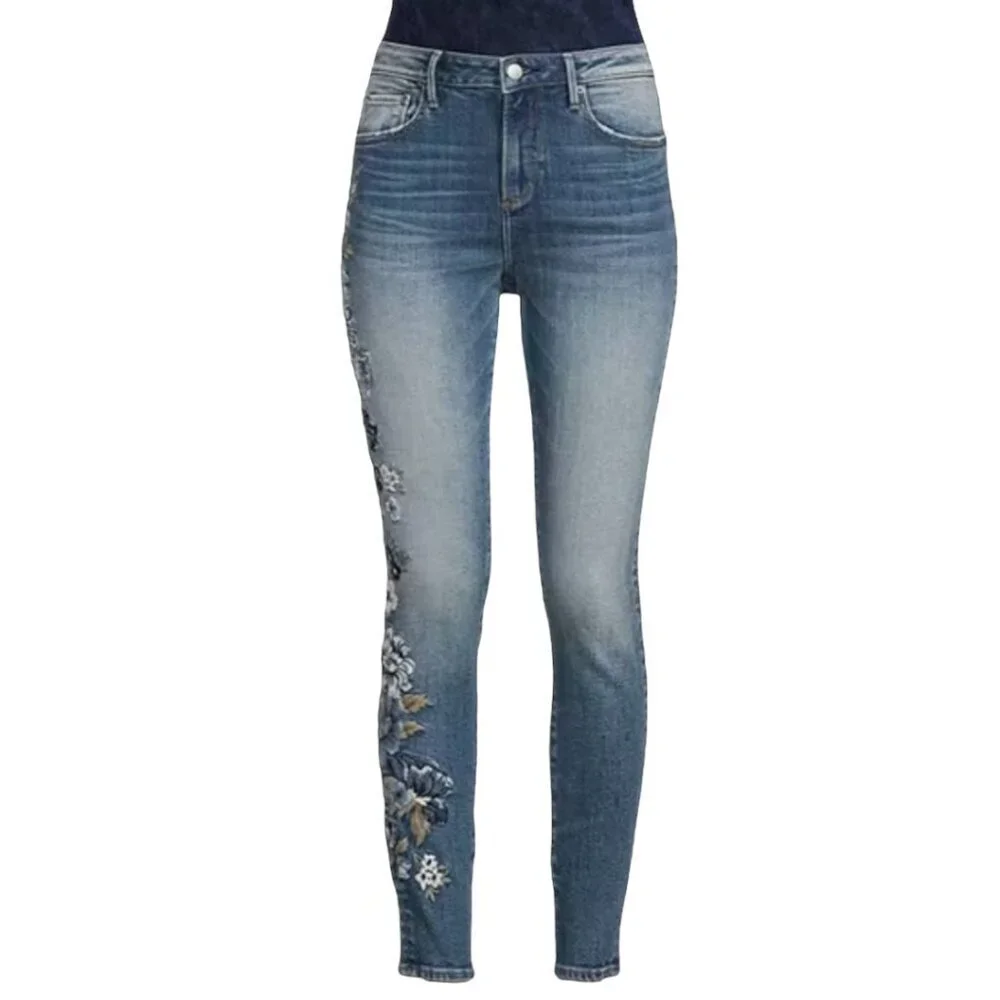 Driftwood X Bluebell Fleur Jackie Embroidered High Rise Skinny Jeans W25…